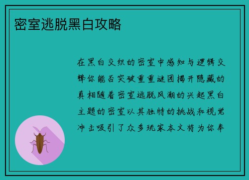 密室逃脱黑白攻略